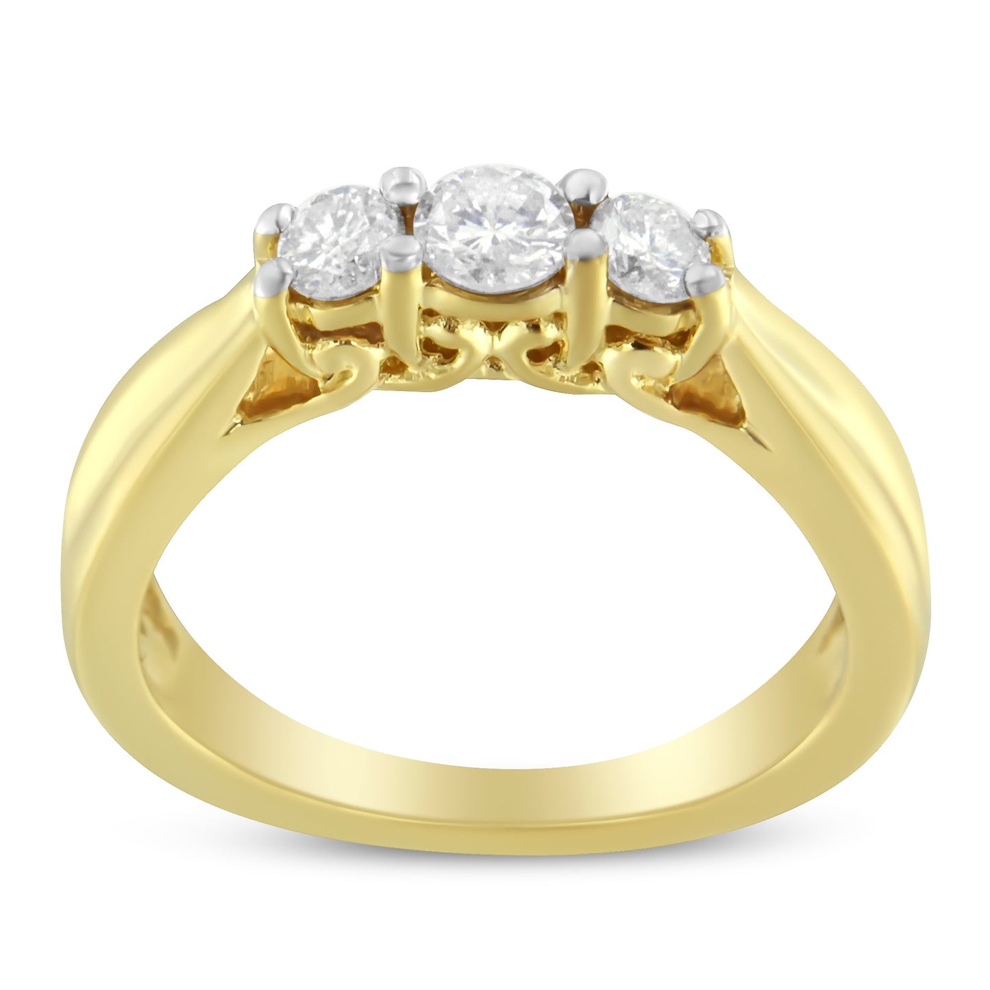 Bague de fiançailles en diamant à trois pierres en or jaune 10K