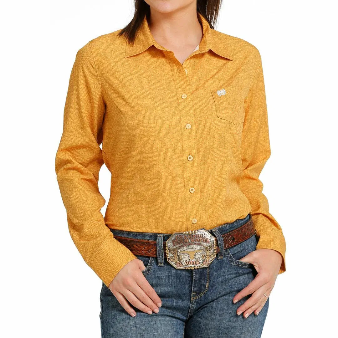 Cinch Women's Mustard Arenaflex Long Sleeve Shirt - Korvel
