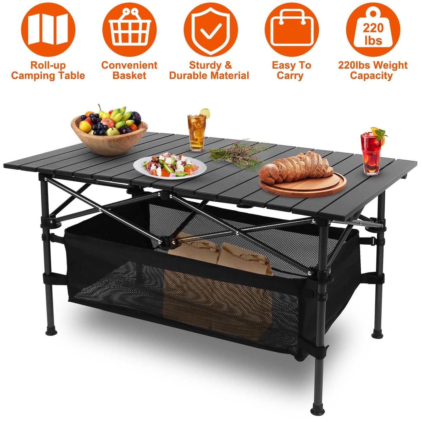 Mesa de Camping Plegable GBruno - Mesa Portátil para Exterior