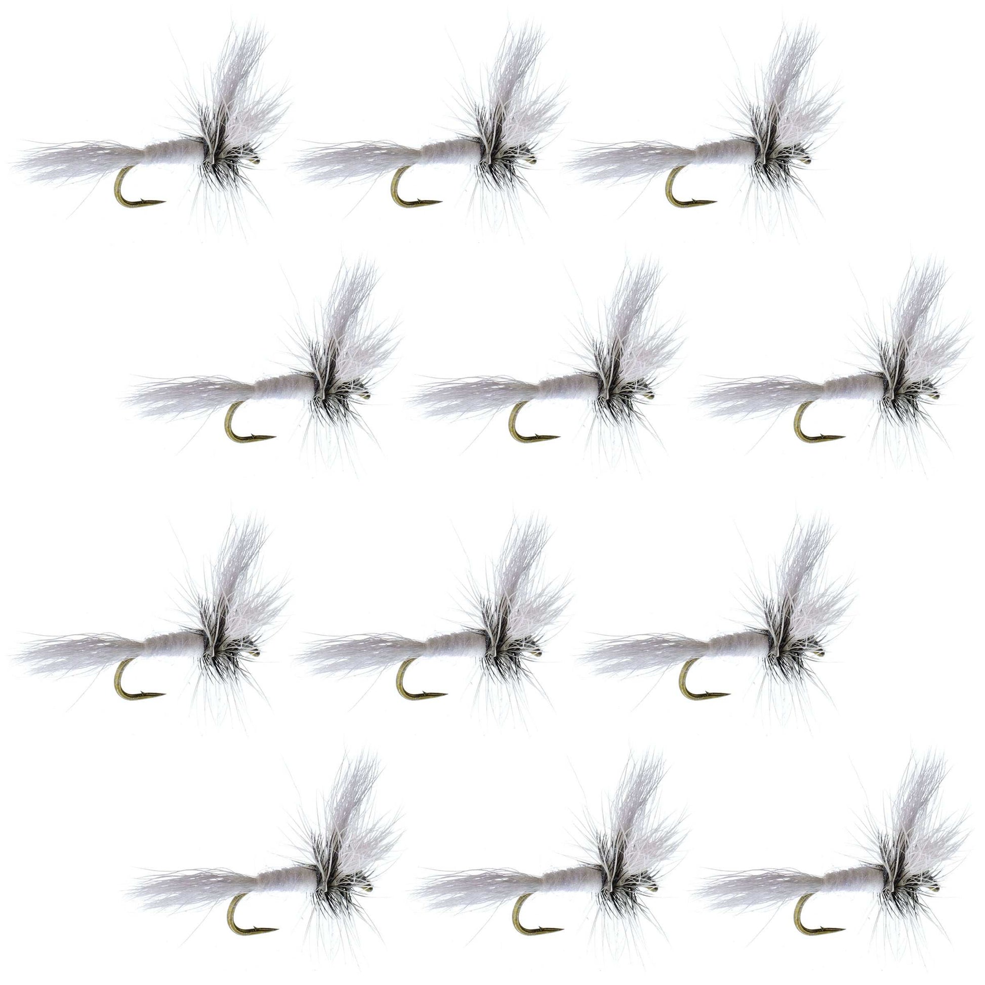 Barbless White Wulff Classic Hair Wing Dry Fly - 1 Dozen Flies Hook Size 10 - Korvel