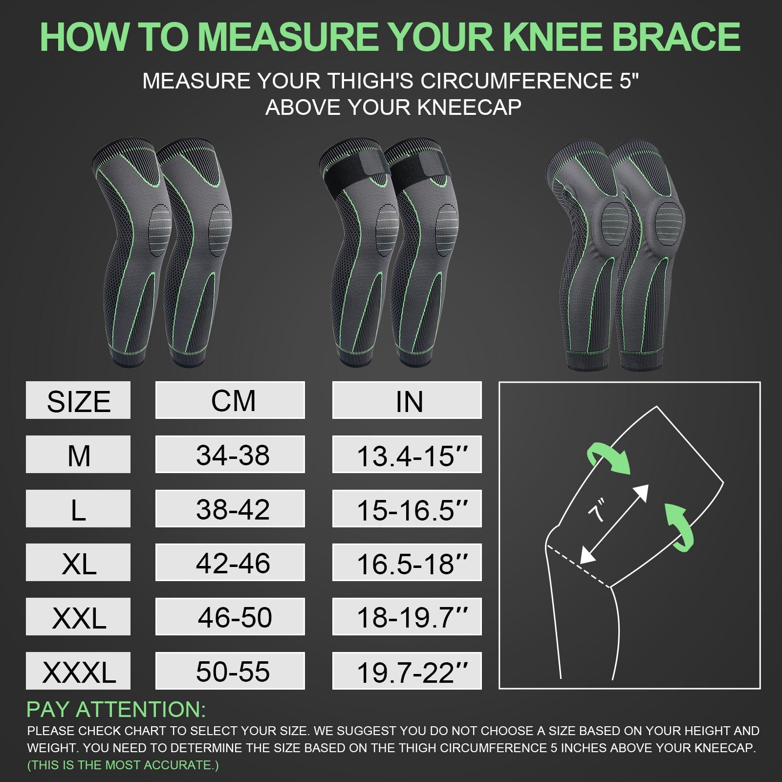 Knitted Strap Compression Exercise Extended Knee Protector for Men and Women Warm Knee Protector - Korvel