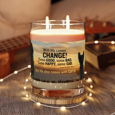 Bougie parfumée Life Comes with Cats - Pot en verre de 11 oz