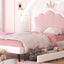 Twin Size Upholstered Princess Bed with Crown Headboard