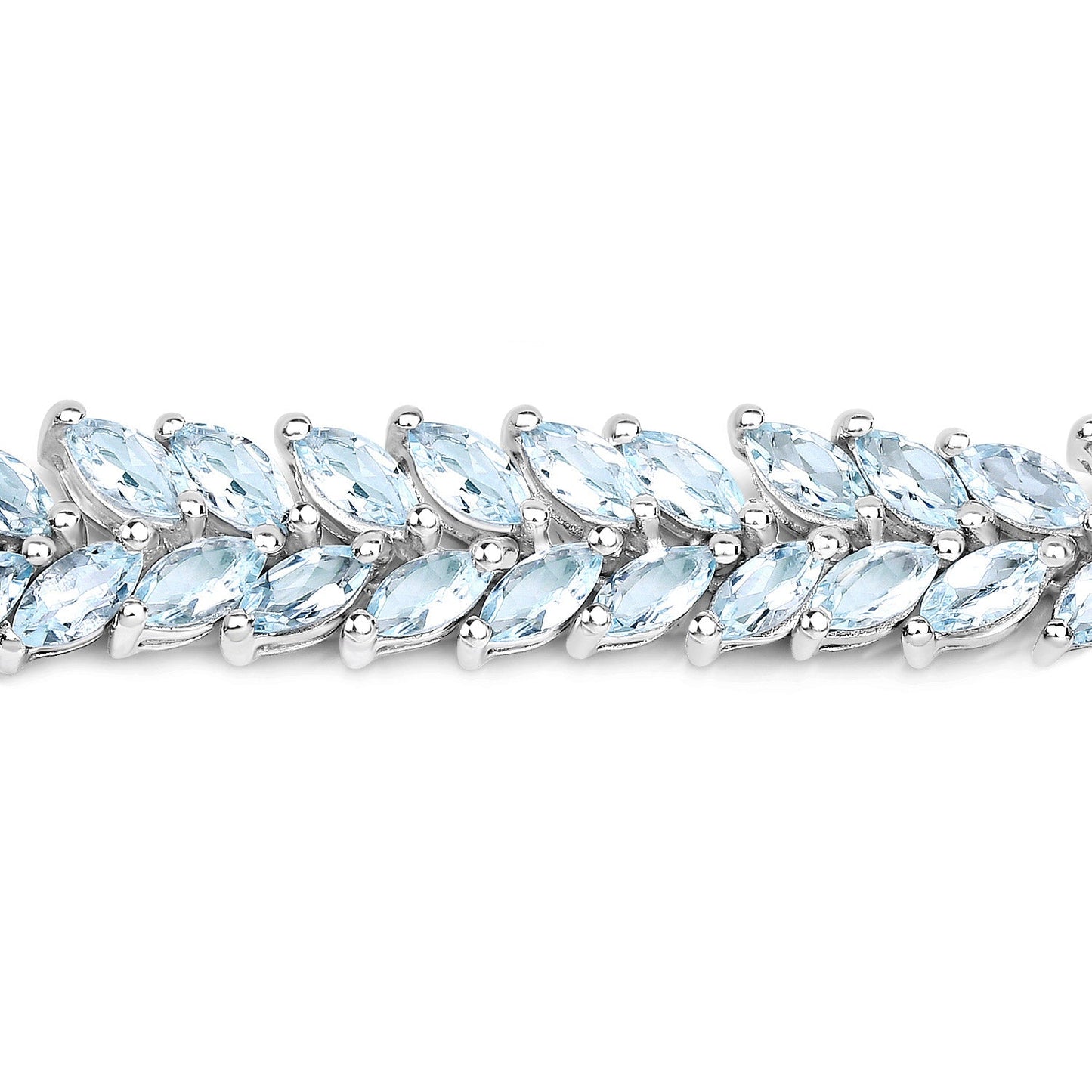 10.12 Carat Genuine Aquamarine Sterling Silver Bracelet