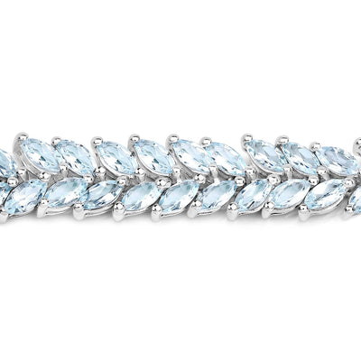Pulsera de plata esterlina de aguamarina genuina de 10.12 quilates