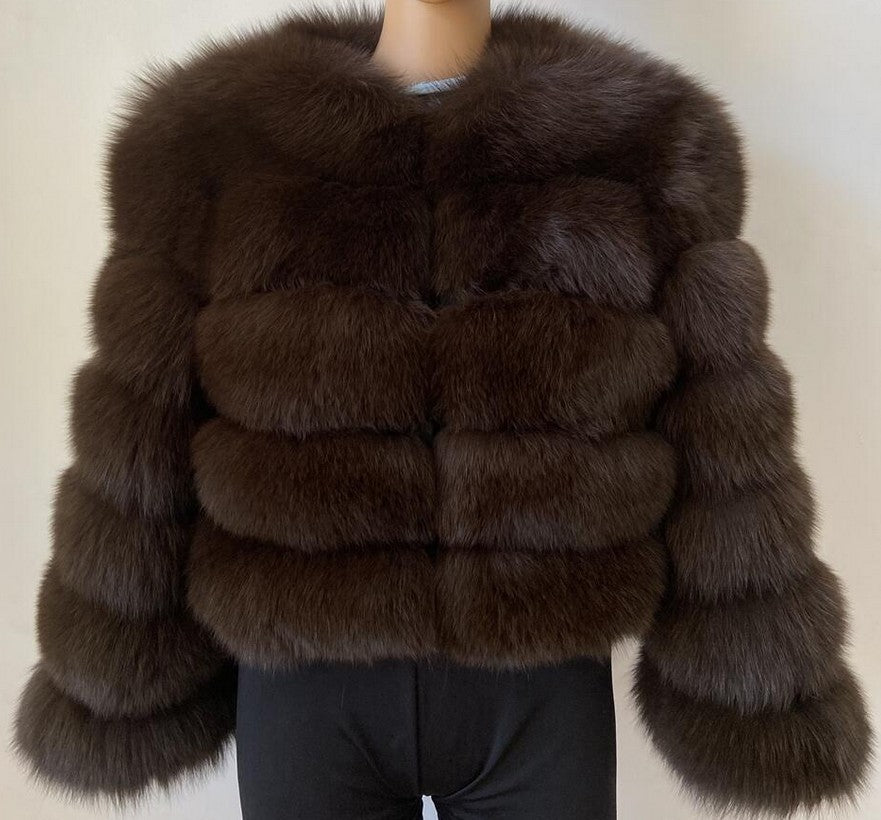 Elegant Faux Fur Patchwork Overcoat