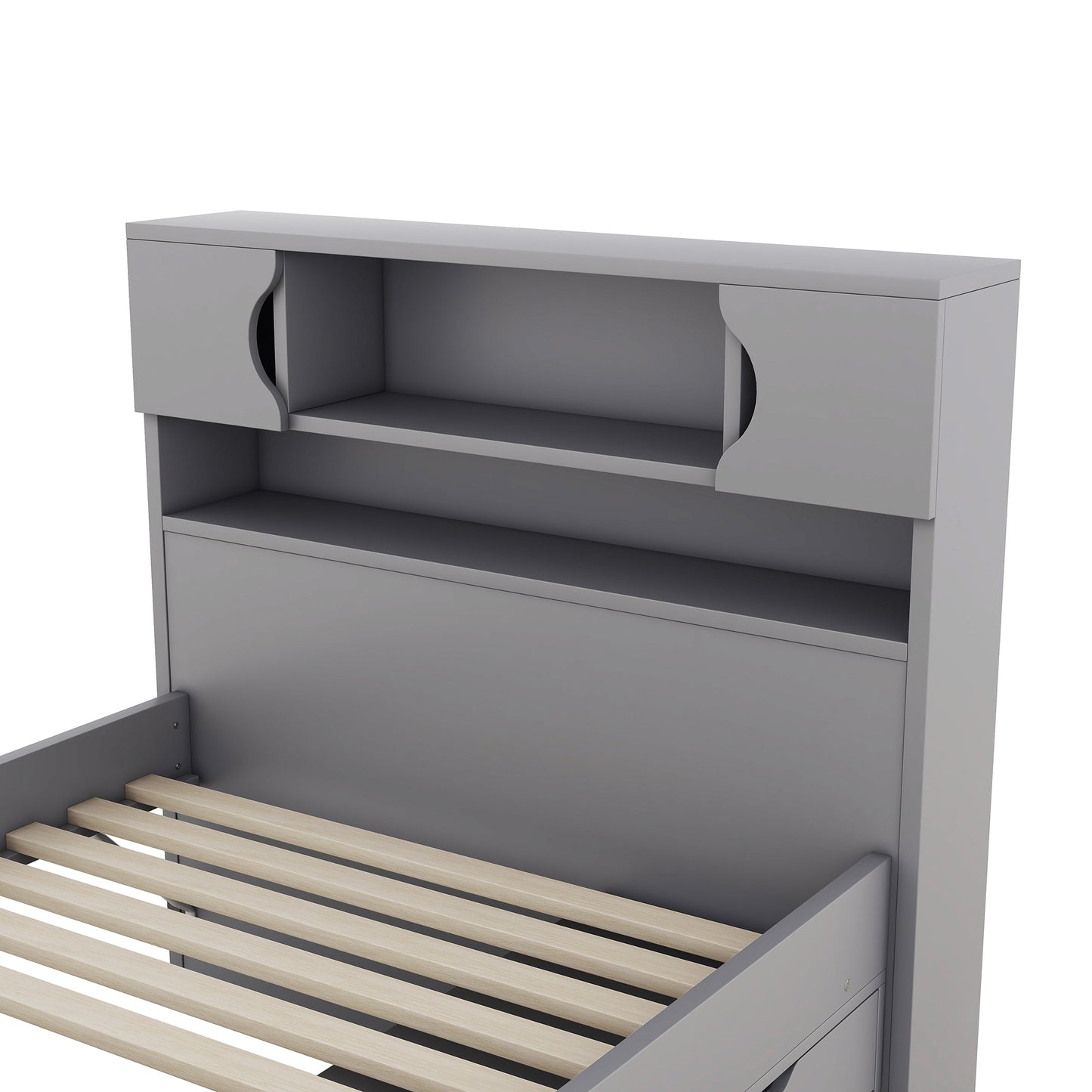 Twin Size Captain Platform Bed Frame with Storage in Gray
