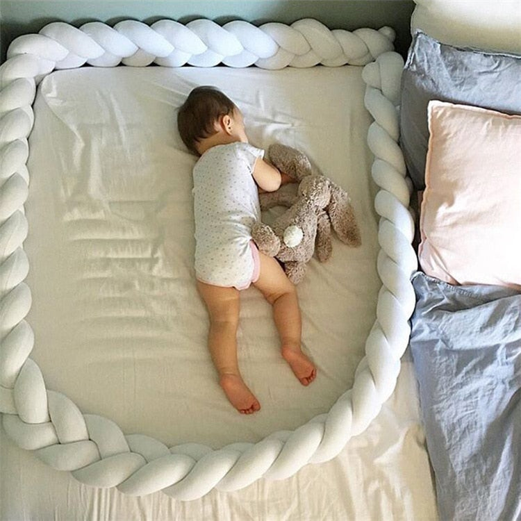 1Pcs 1M/2M/3M Baby Handmade Nodic Knot Newborn Bed Bumper Long Knotted Braid Pillow Baby Bed Bumper Knot Crib Infant Room Decor - Korvel
