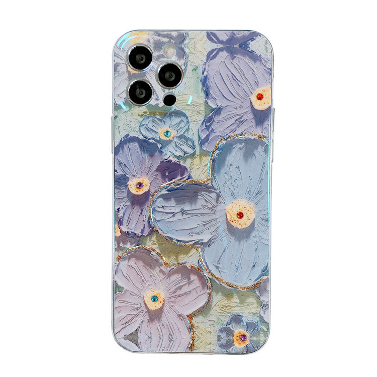 Coque de téléphone florale en peinture à l'huile élégante pour modèles d'iPhone