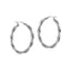 Sterling Silver Oval Hoop Braided Diamond Cut Earrings