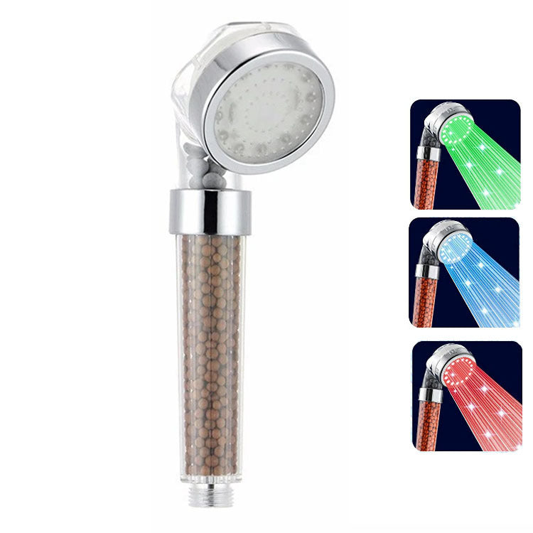 LED Luminous Colorful Shower Nozzle Negative Ion Self Generating Shower Head Three Color Temperature Controlled Led Handheld Shower - Korvel