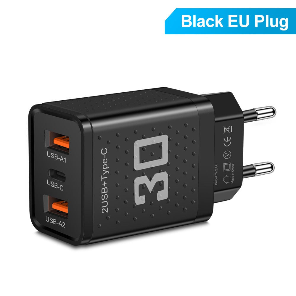 Mobile phone charger 2.4A PD+2 USB charging head Travel charging head - Korvel