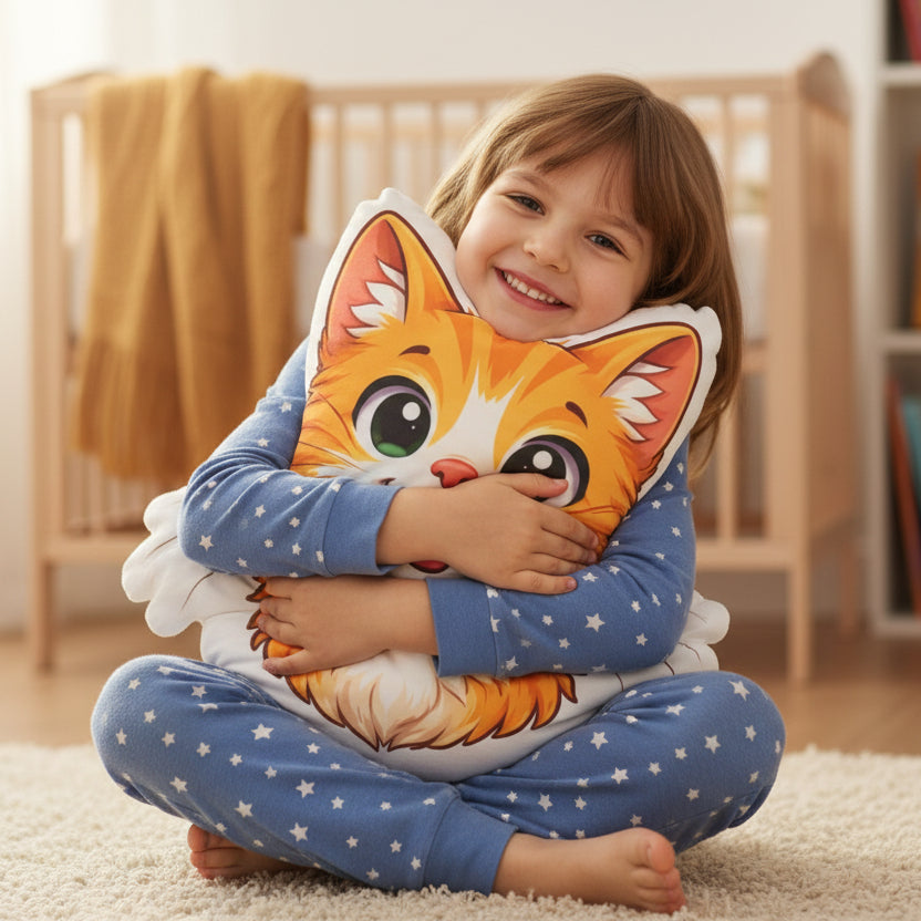 Coussin Chat Souriant - Décor Ludique pour Amoureux des Chats