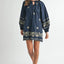 Embroidered Long Sleeve Peasant Mini Dress for Women