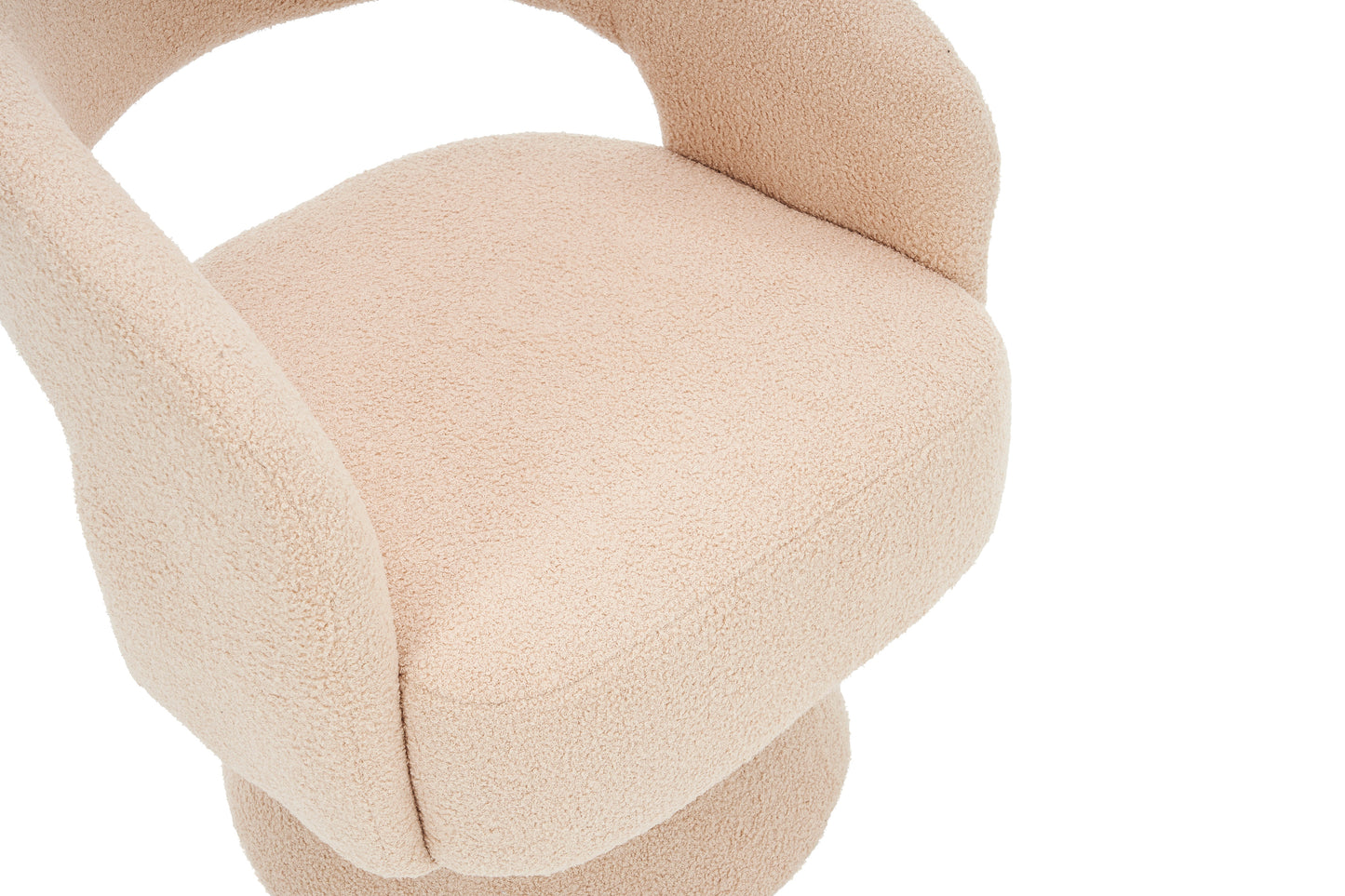 Fauteuil pivotant en tissu teddy nude