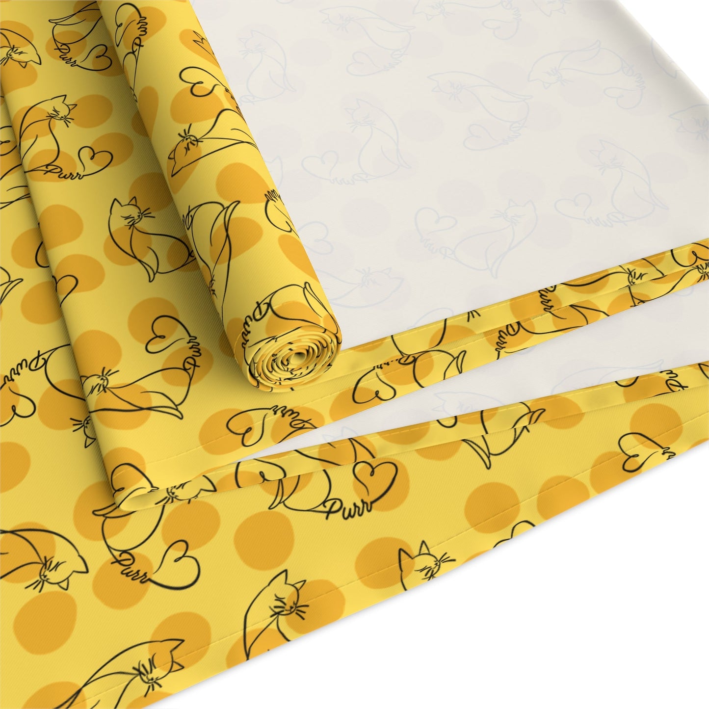 Golden Purr Cat Table Runner – Minimalist Line Art Design