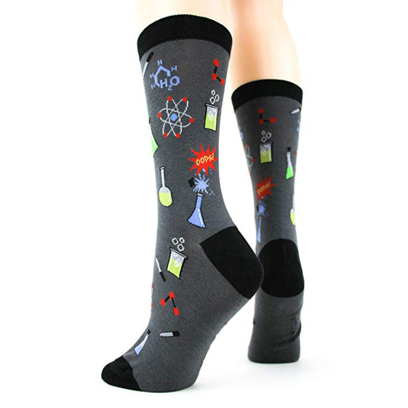 Education Themed Science Chemistry Printed Crew Socks