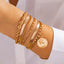 Ins round pendant Bracelet set irregular metallic flat snake chain bracelet - Korvel
