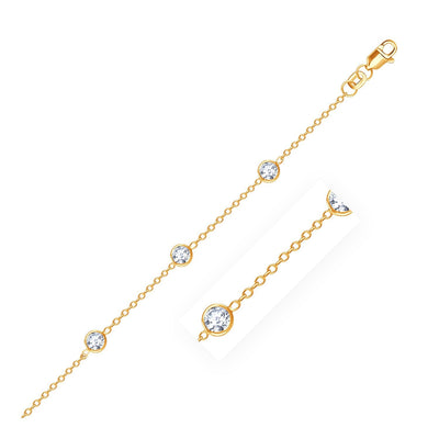 Elegant 14k Yellow Gold Anklet with White Cubic Zirconia