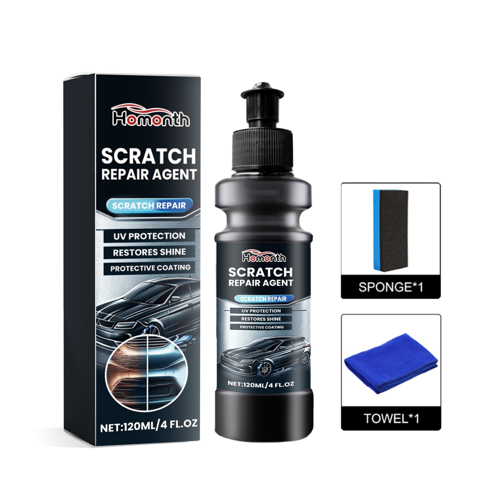 Scratch Repair Agent, Car Paint Reconditioning Protective Polishing Scratches Cleaning Decontamination Mark Remover - Korvel