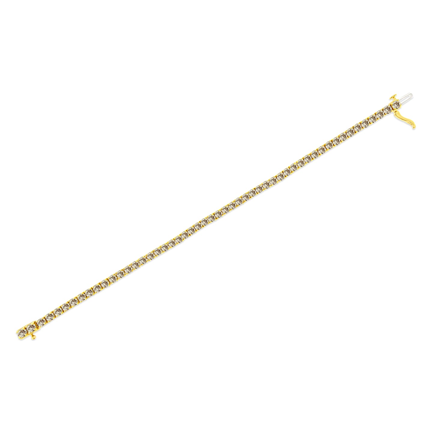 14K Yellow Gold Plated Sterling Silver Diamond Tennis Bracelet - 8.0 Cttw