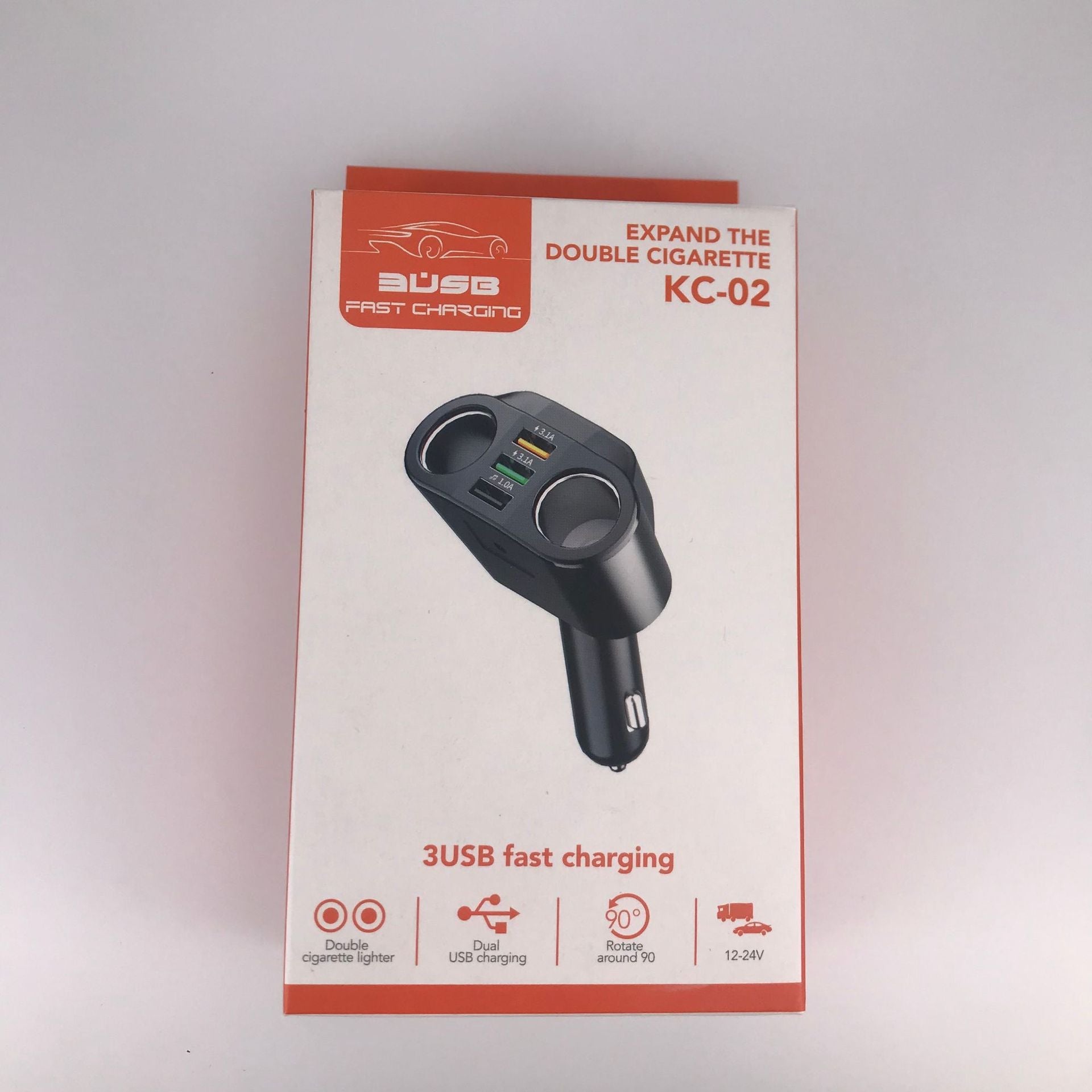 KC-01 car charger with one to two USB ports intelligent digital display QC3.0 fast charging multifunctional car cigarette lighter - Korvel