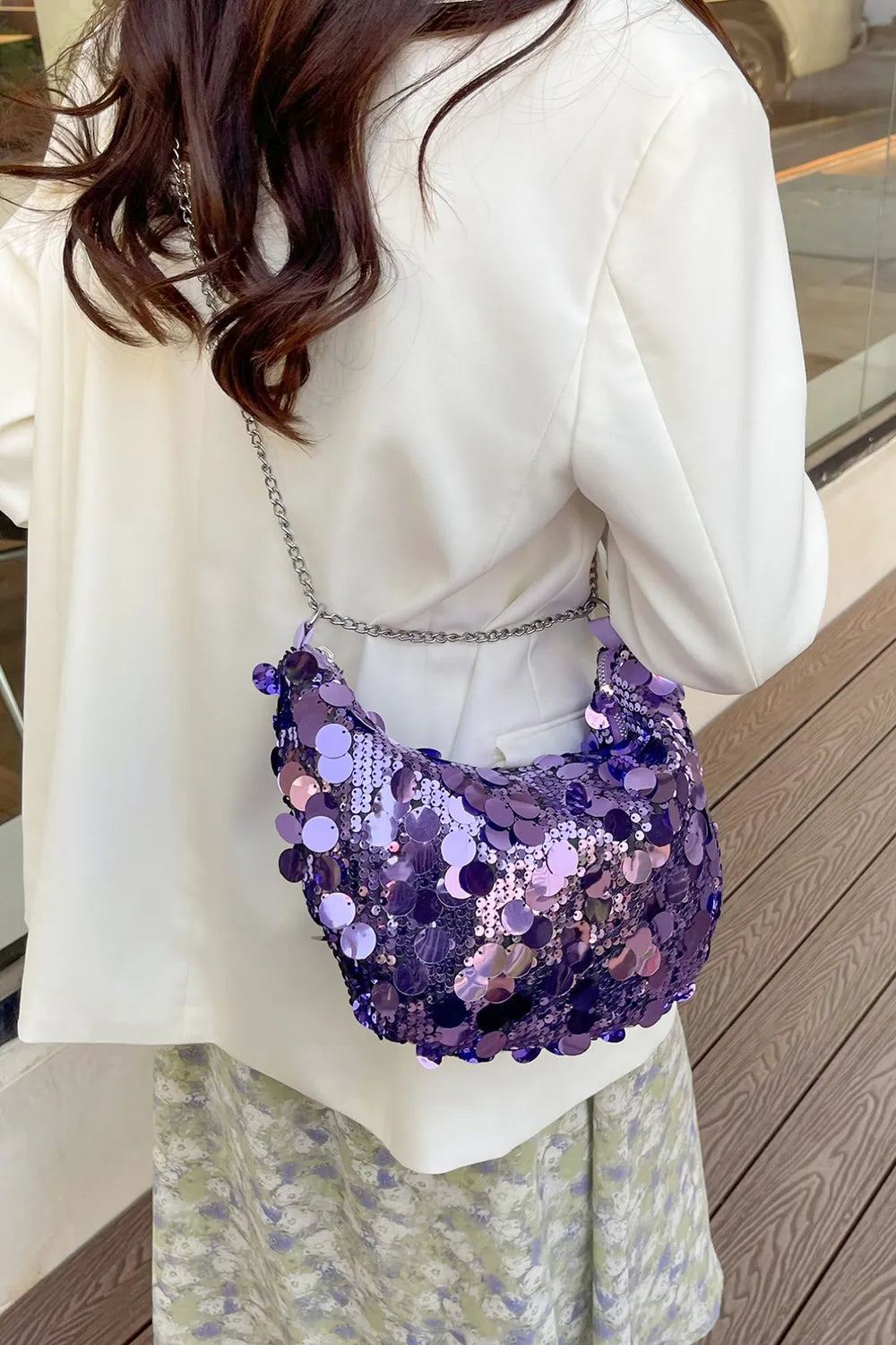 Sequin Chain Crossbody Bag - Korvel