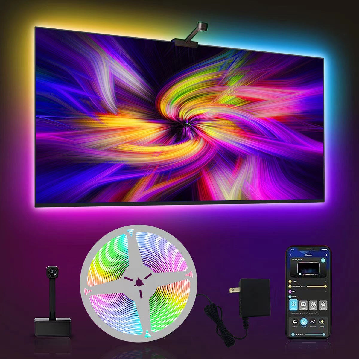LED Light Strip Bluetooth Sync TV Background Ambient Light with Camera Color Matching - Korvel