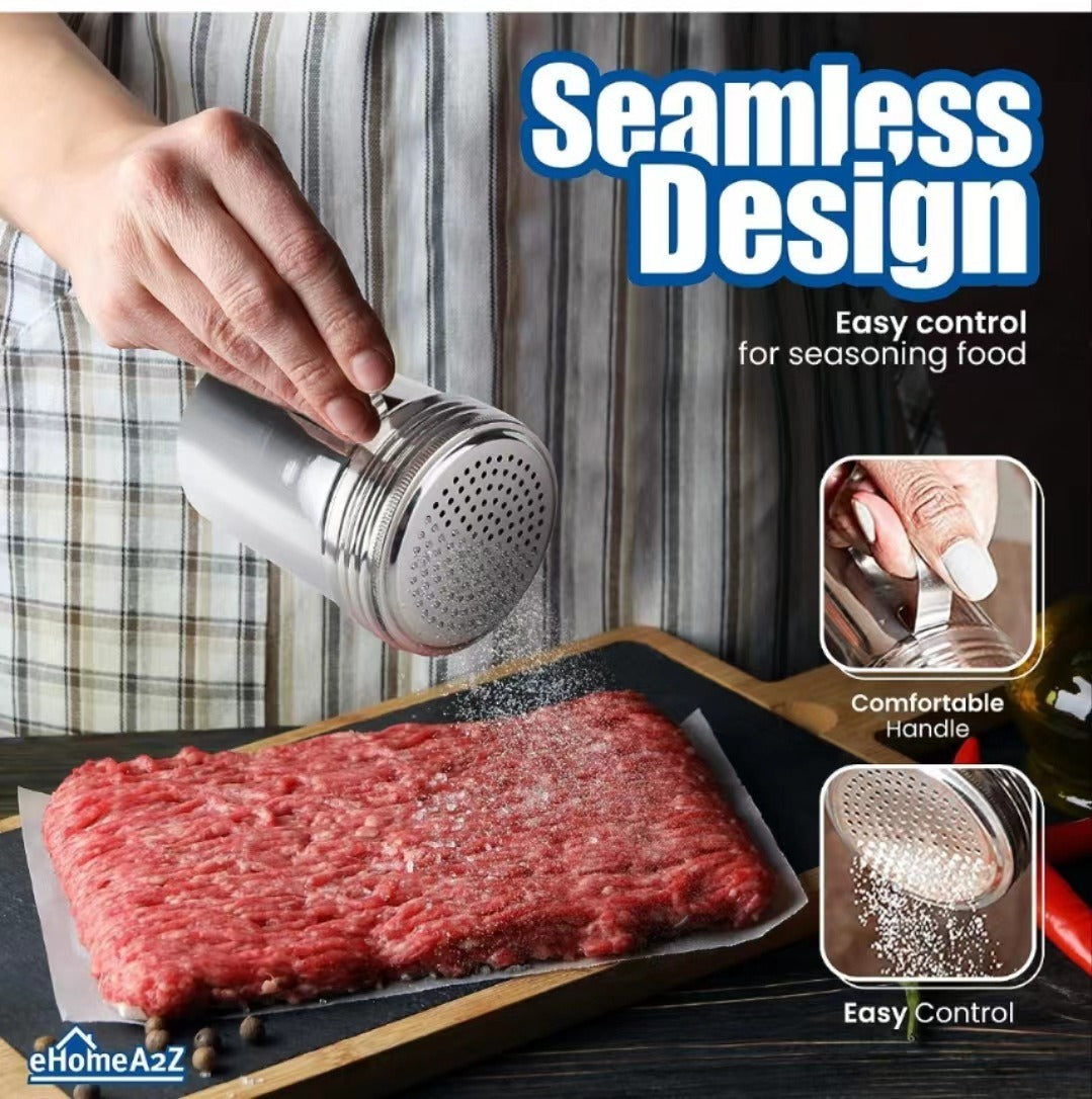 304 stainless steel powder dispenser 127 hole curved handle seasoning barbecue can kitchen supplies - Korvel