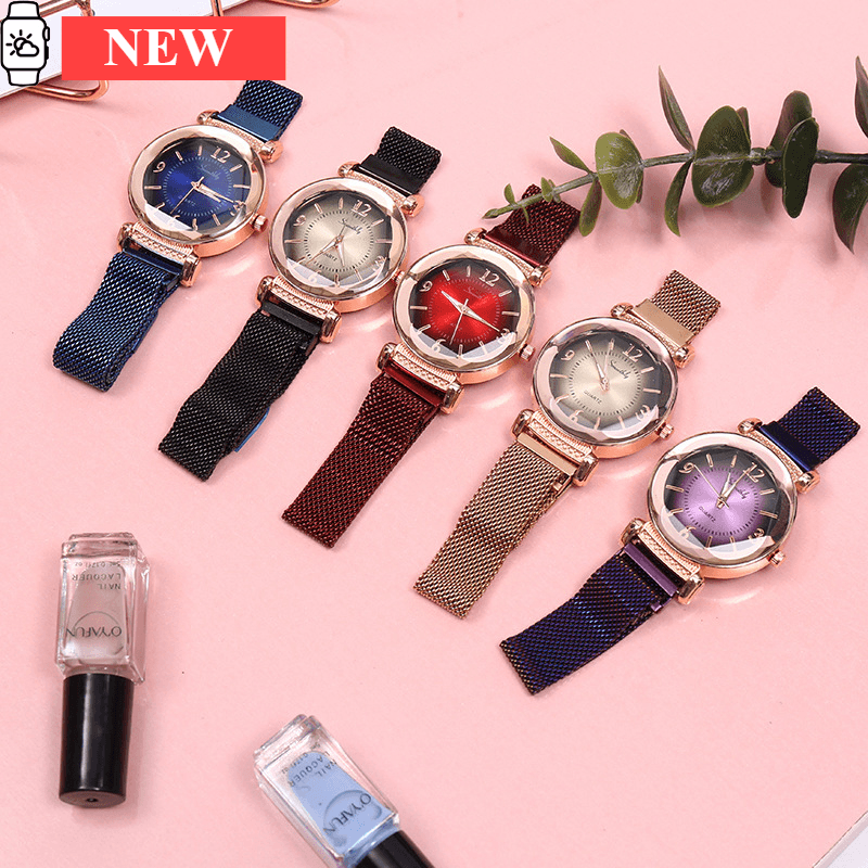 Luxury Gradient Dial Women's Watch with Milan Strap