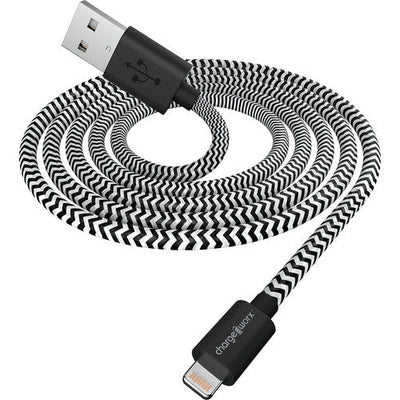 ChargeWorx 6-Inch Lightning Braided Sync & Charge Cable – Black