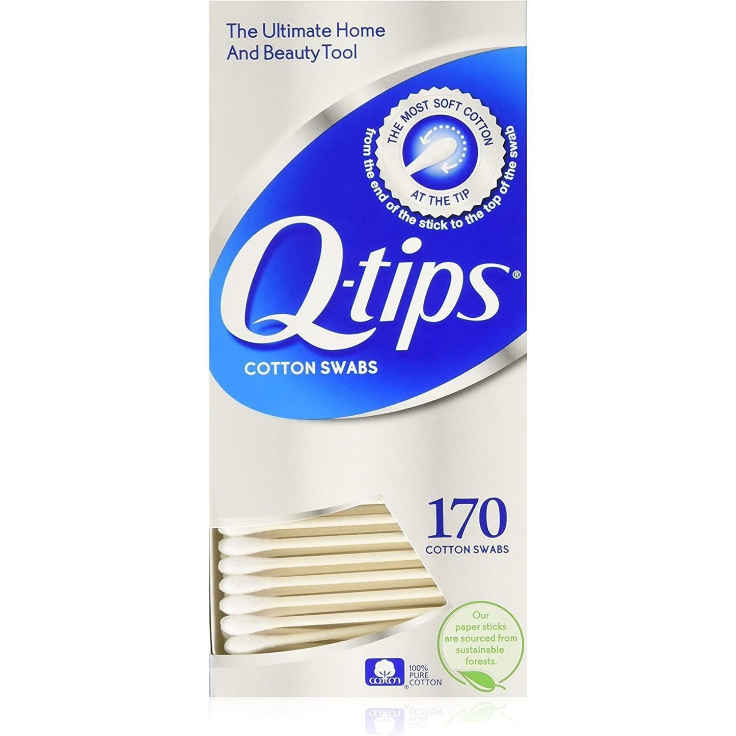 Q Tips Cotton Swabs - 170 Count Premium Quality