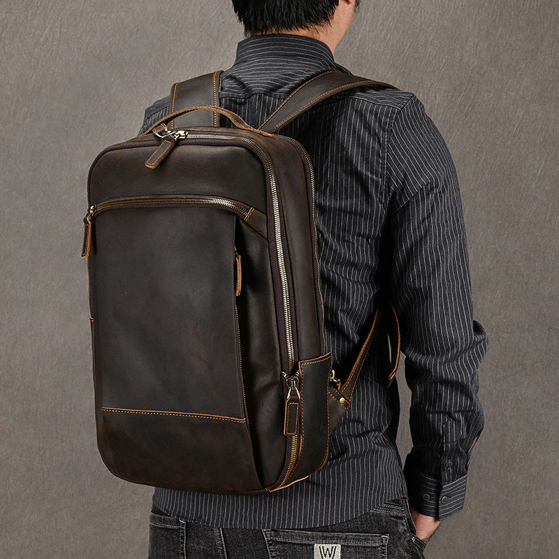 Genuine Leather Large Capacity Travel Backpack
