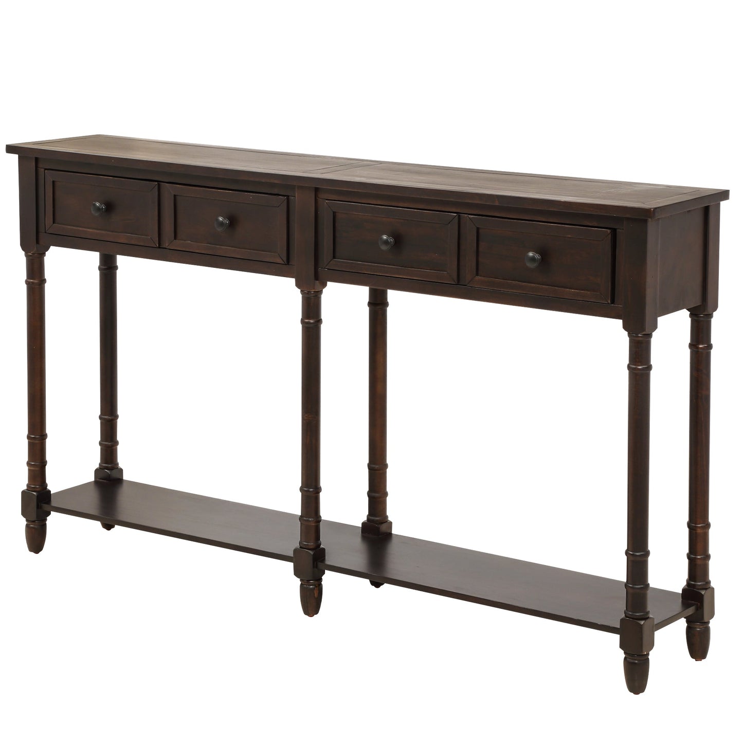 TREXM Espresso Console Table with Storage Drawers