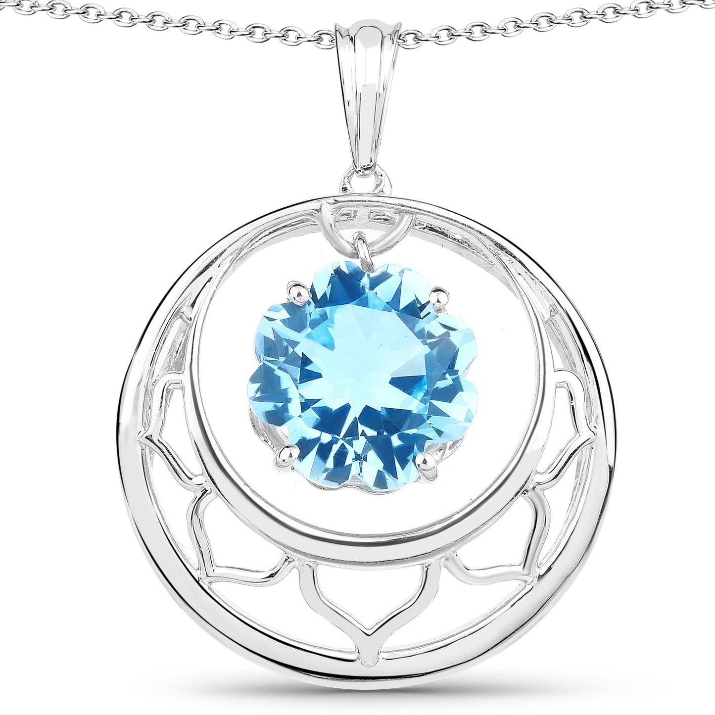 Colgante de Topacio Azul Suizo de 8.75 Quilates en Plata Esterlina