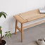 Woven Design Natural Oak Wood Backless Dining Bench