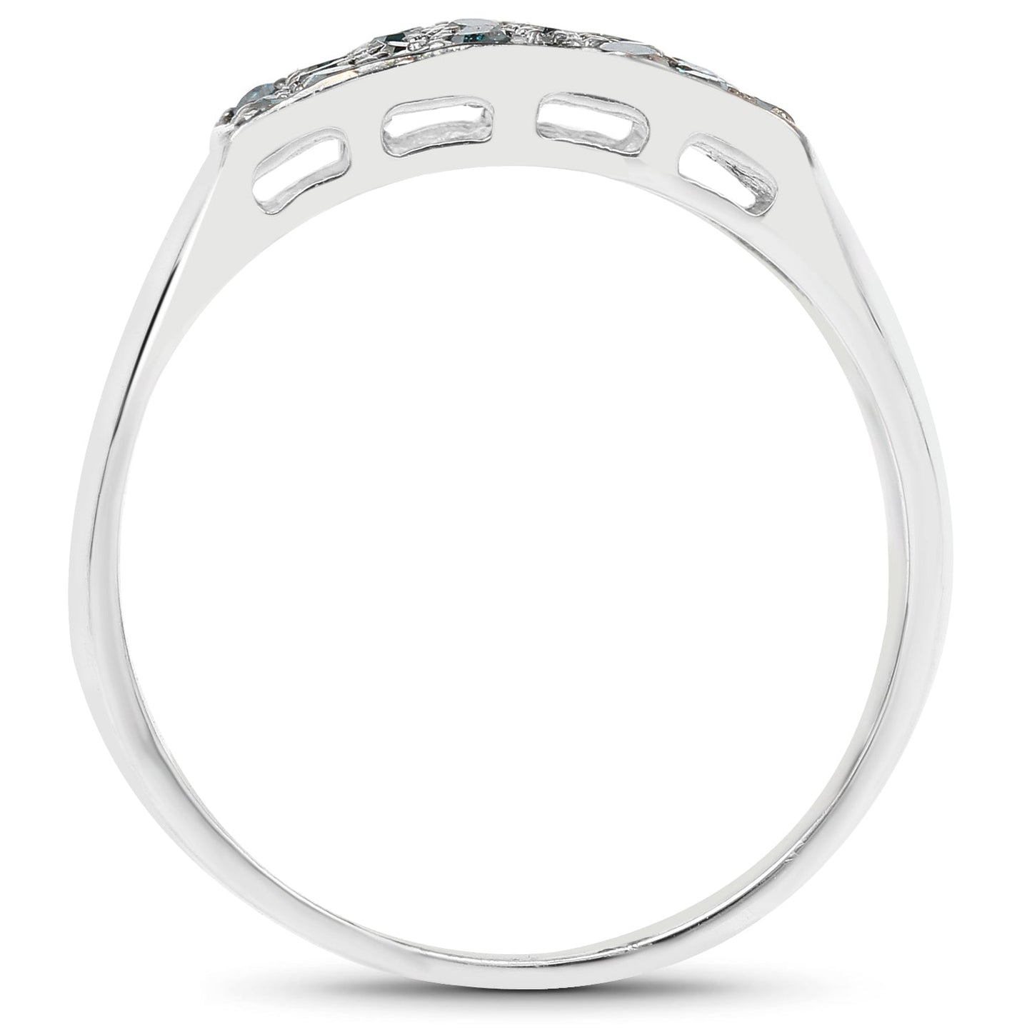 Anillo de Compromiso de Plata Esterlina con Diamante Azul Genuino de 0.48 Quilates