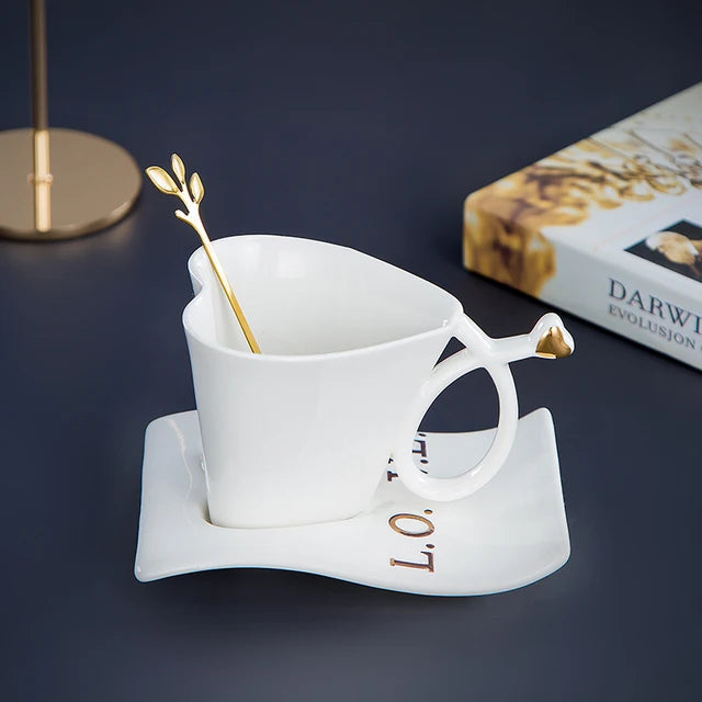 Nordic Coffee Mug Home Light Luxury Hanging Ears Love Ceramic Original Breakfast Cup Set High-value Tumbler Tea Cups Tableware - Korvel