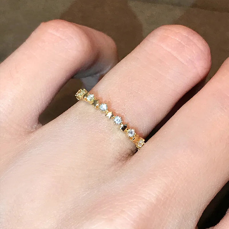 Bague en Zircon Plaqué Or et Argent Sterling 925 Élégante