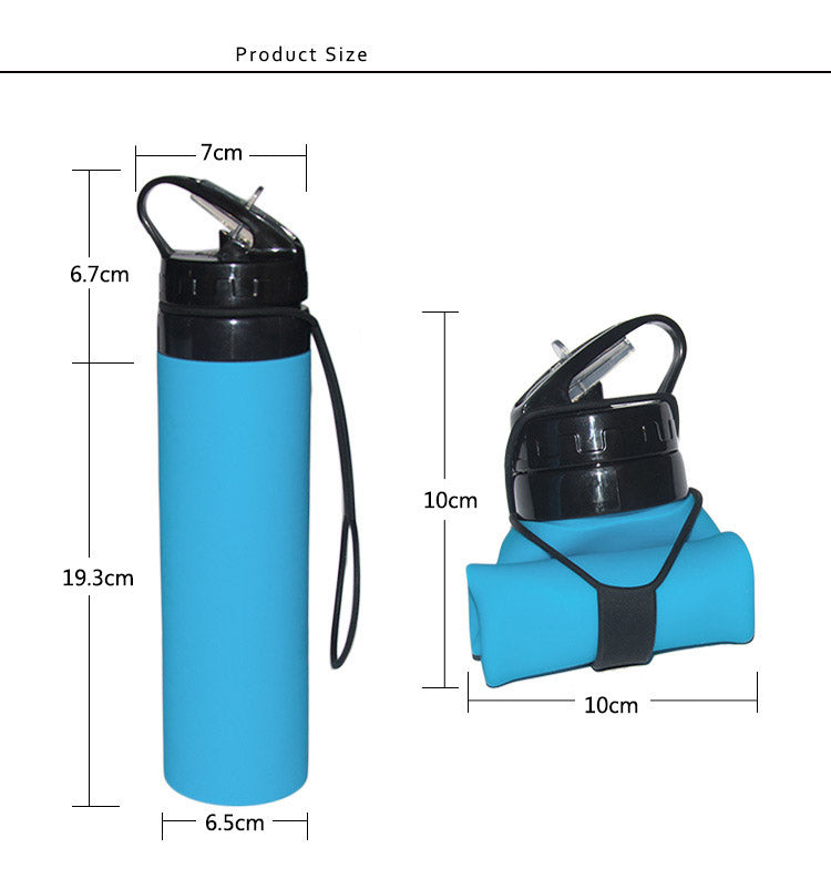 600ml Outdoor Riding Water Cup Portable Foldable Silicone Water Bag Spot Advertising Gift Sports Water Bottle - Korvel