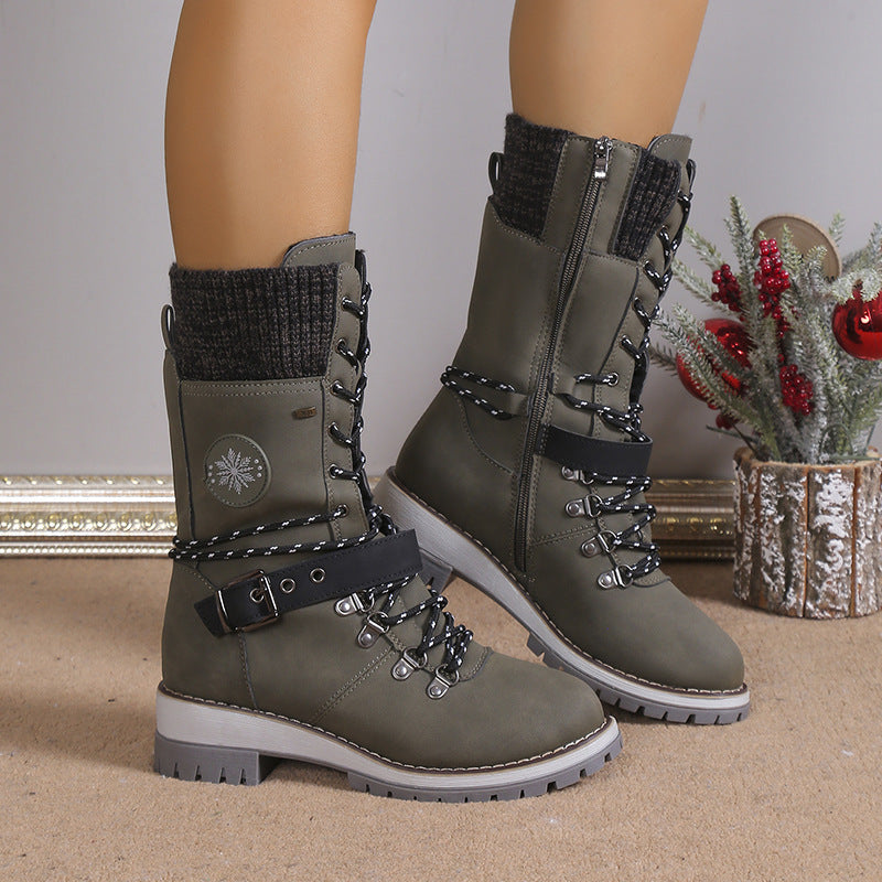 Fur Integrated Women's Knee-high Snow Boots