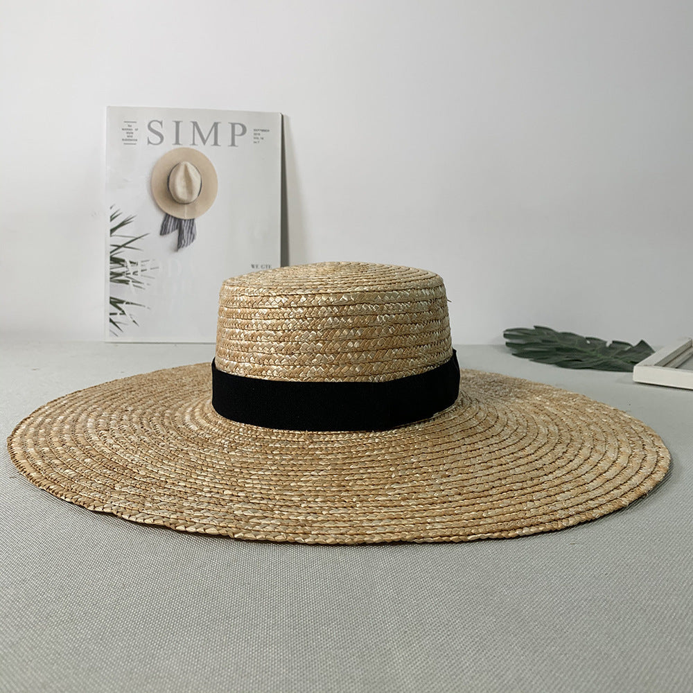 Seaside Sunshade Large Brim Flat Top Straw Sun Hat