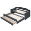 Twin Size Upholstered Daybed with Trundle and Three Drawers Grey - Korvel