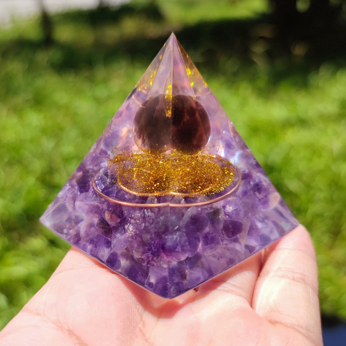 Handcrafted Crystal Ball Pyramid Ornament
