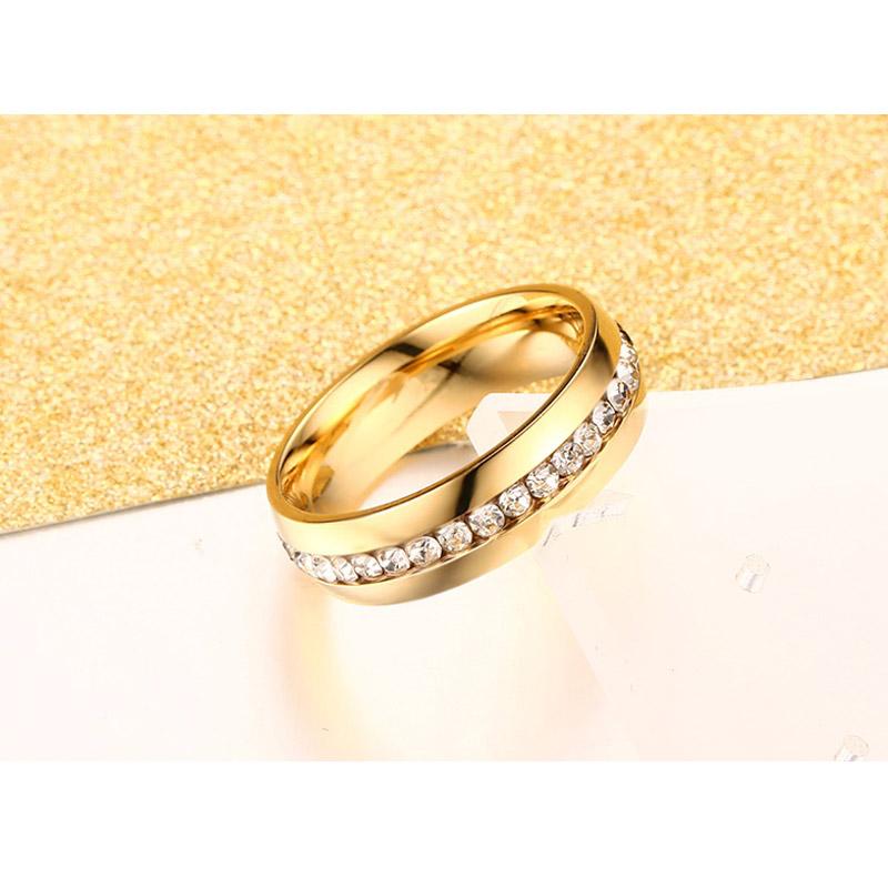 crystal wedding ring for women 6mm stainless steel engagement - Korvel