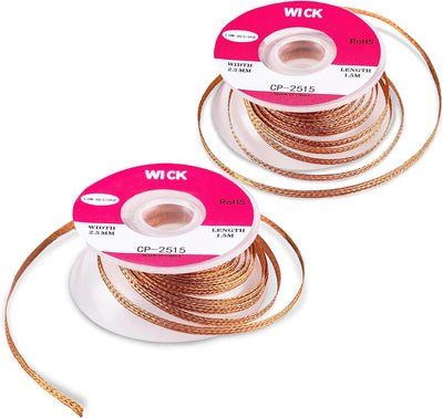Premium Solder Wick Braid with Flux - 2 Pack