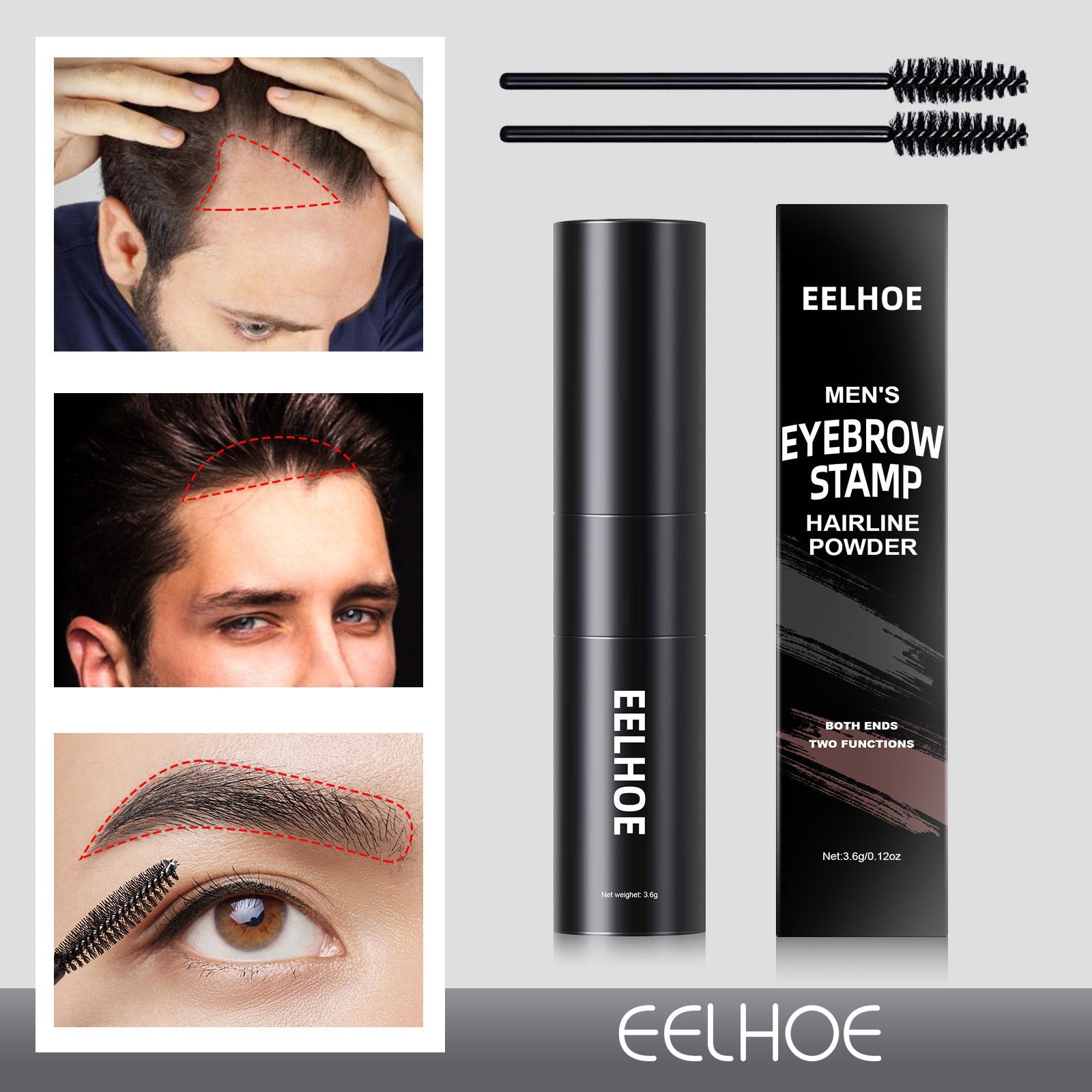 Men's Hairline Trimming Shadow Powder Replenishing Hairline Modifying Eyebrow Print Filling Hairline Artifact Portable Eyebrow Powder - Korvel
