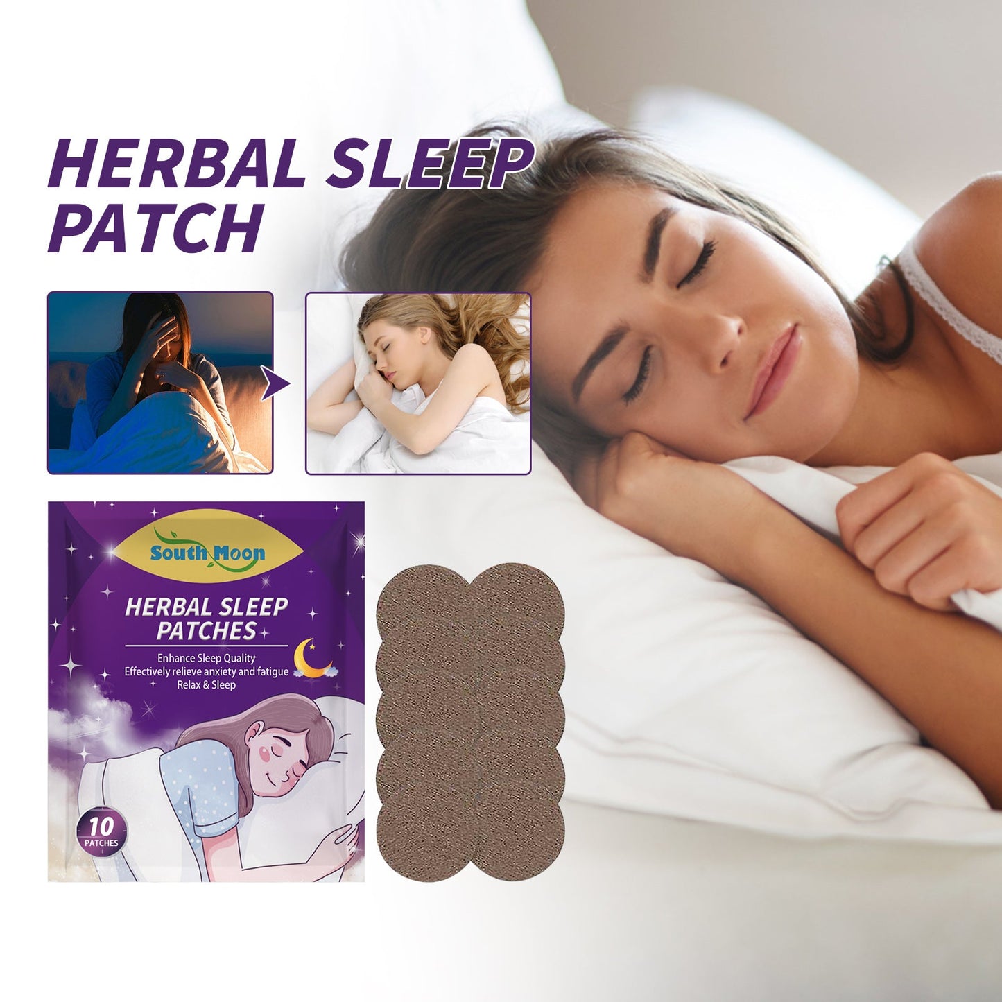 Herbal Sleep Patch, Care For Sleep, Relax And Relieve Body Pressure Body Health Care Point Patch - Korvel