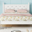 Twin Bed with Button-Decoration Headboard, with Bed Slats,White - Korvel