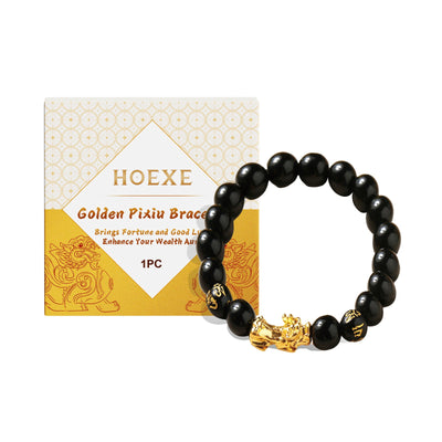 Elegant Gold Pixiu Beaded Bracelet for Couples